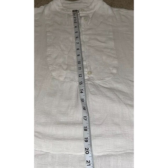 Derek Lam 10 Crosby (Small/Petite) Womens White Subtle Textured 1/4 Buttons Top - Picture 8 of 15